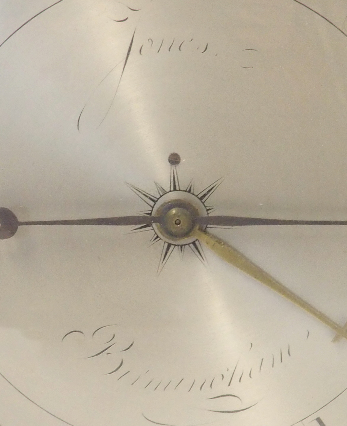 A GEORGE III MAHOGANY WHEEL BAROMETER AND THERMOMETER inscribed to Jones Birmingham, with inlaid - Image 4 of 5