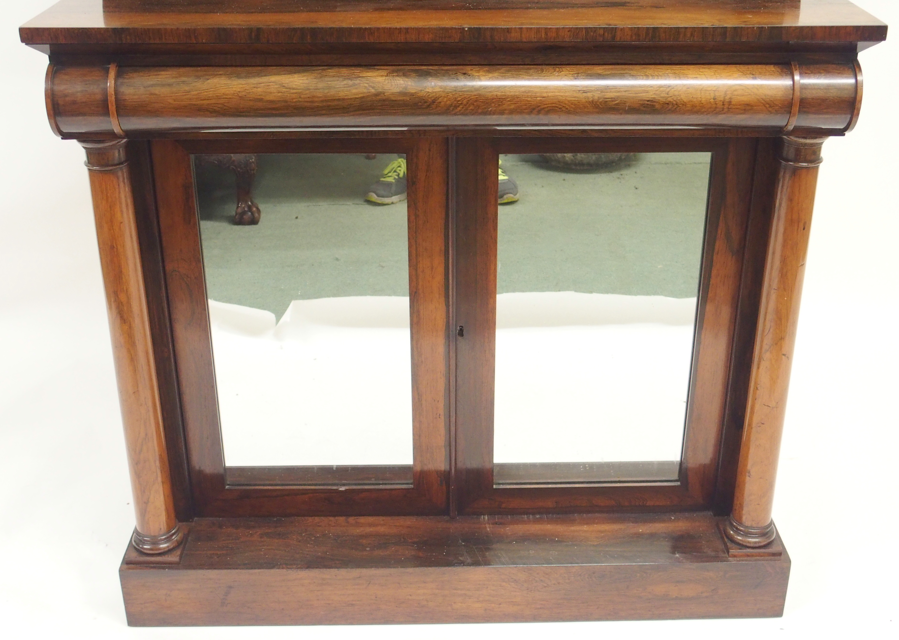 A VICTORIAN ROSEWOOD CHIFFONIER the shelf back above a curved drawer and a pair of mirrored doors, - Image 3 of 6