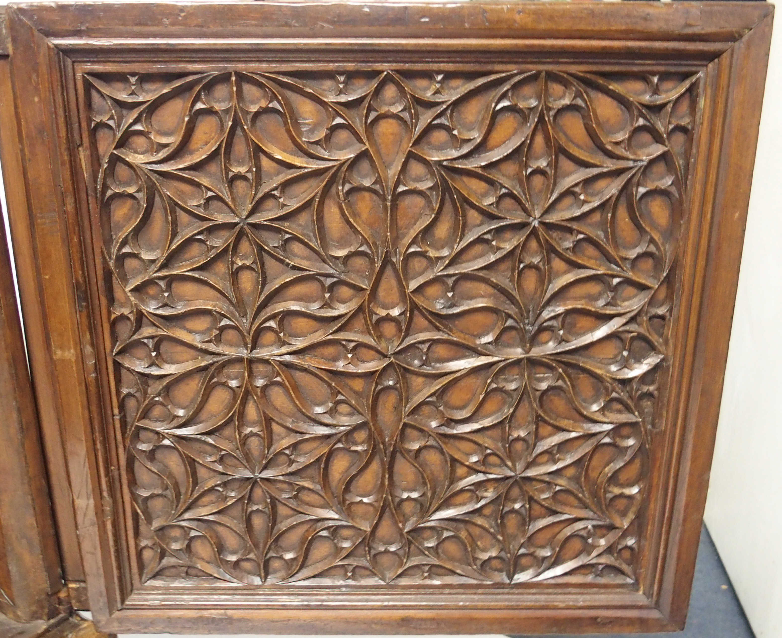 A FRENCH WALNUT LIVERY CUPBOARD the hinged top enclosing a deep and shallow recess, the front carved - Image 6 of 11