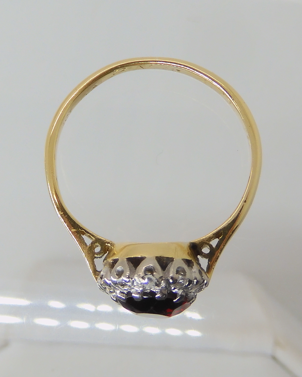 An 18ct gold garnet and diamond ring size L, weight 2.9gms Condition Report: Available upon request - Image 3 of 4