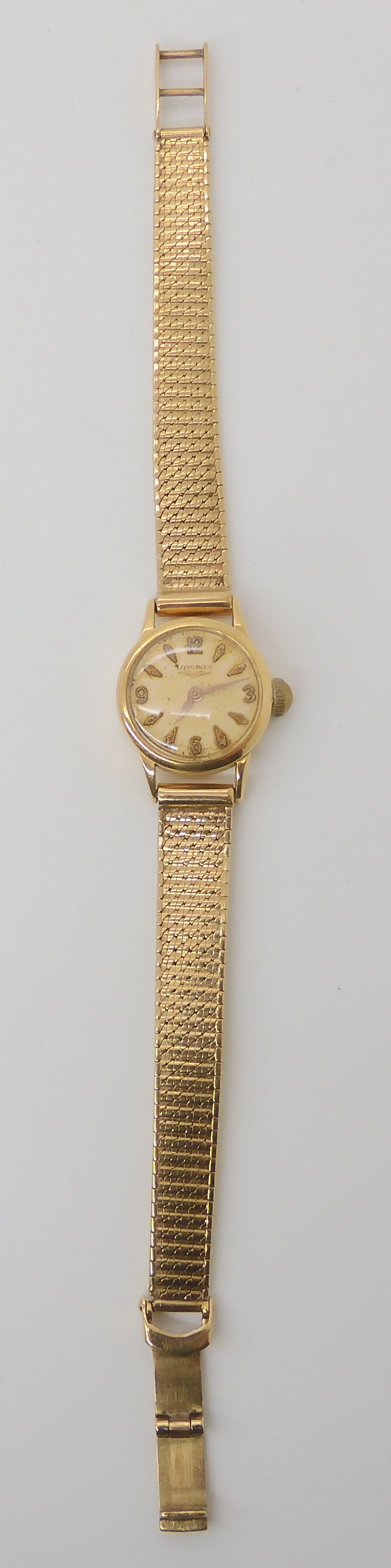 A 18ct gold ladies Longines watch head with a 9ct gold strap, combined weight 21.1gms Condition - Image 2 of 6