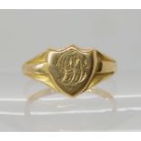 An 18ct gold signet ring, size N1/2, weight 3.3gms Condition Report: Available upon request