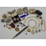 A gold plated Masonic medal, a vintage Bourjois perfume bottle and other items Condition Report: Not