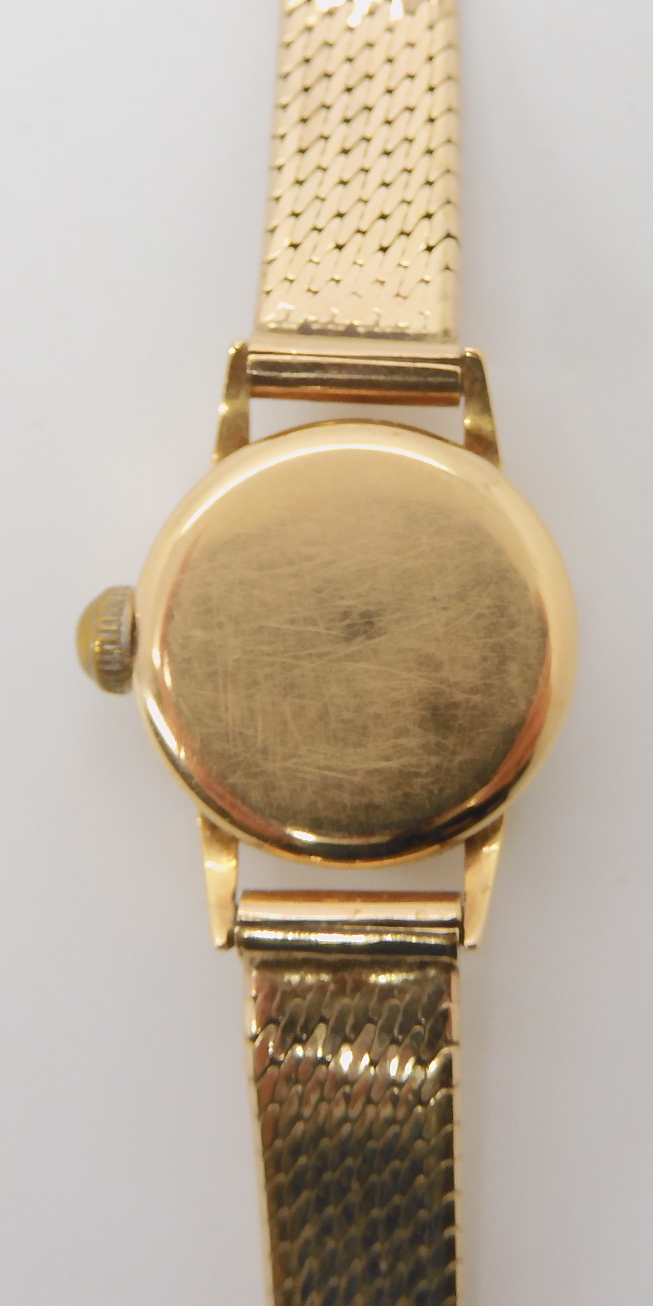 A 18ct gold ladies Longines watch head with a 9ct gold strap, combined weight 21.1gms Condition - Image 4 of 6