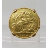 A 1914 half sovereign in a 9ct ring mount, size S1/2 weight 10.3gms Condition Report: Available upon