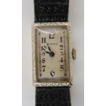 A 14k white gold ladies vintage watch by Birks, dimensions of the case 2.4cm x 1.5cm, weight
