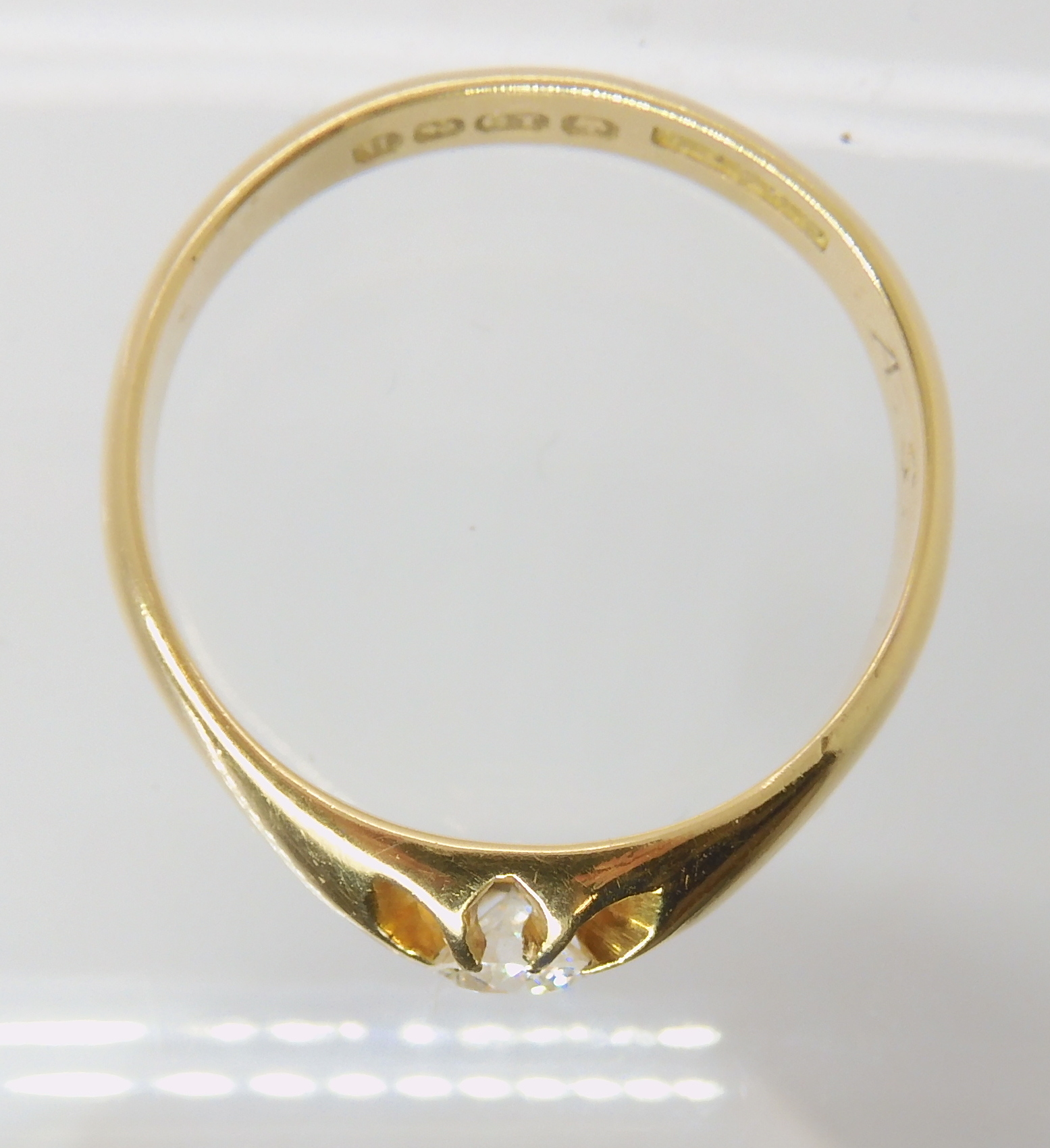 An 18ct gold diamond set gents gypsy ring set with a 0.30ct brilliant cut diamond, size U, weight - Image 3 of 4