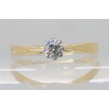 An 18ct gold and platinum diamond solitaire ring, of estimated approx 0.15cts, finger size S1/2,