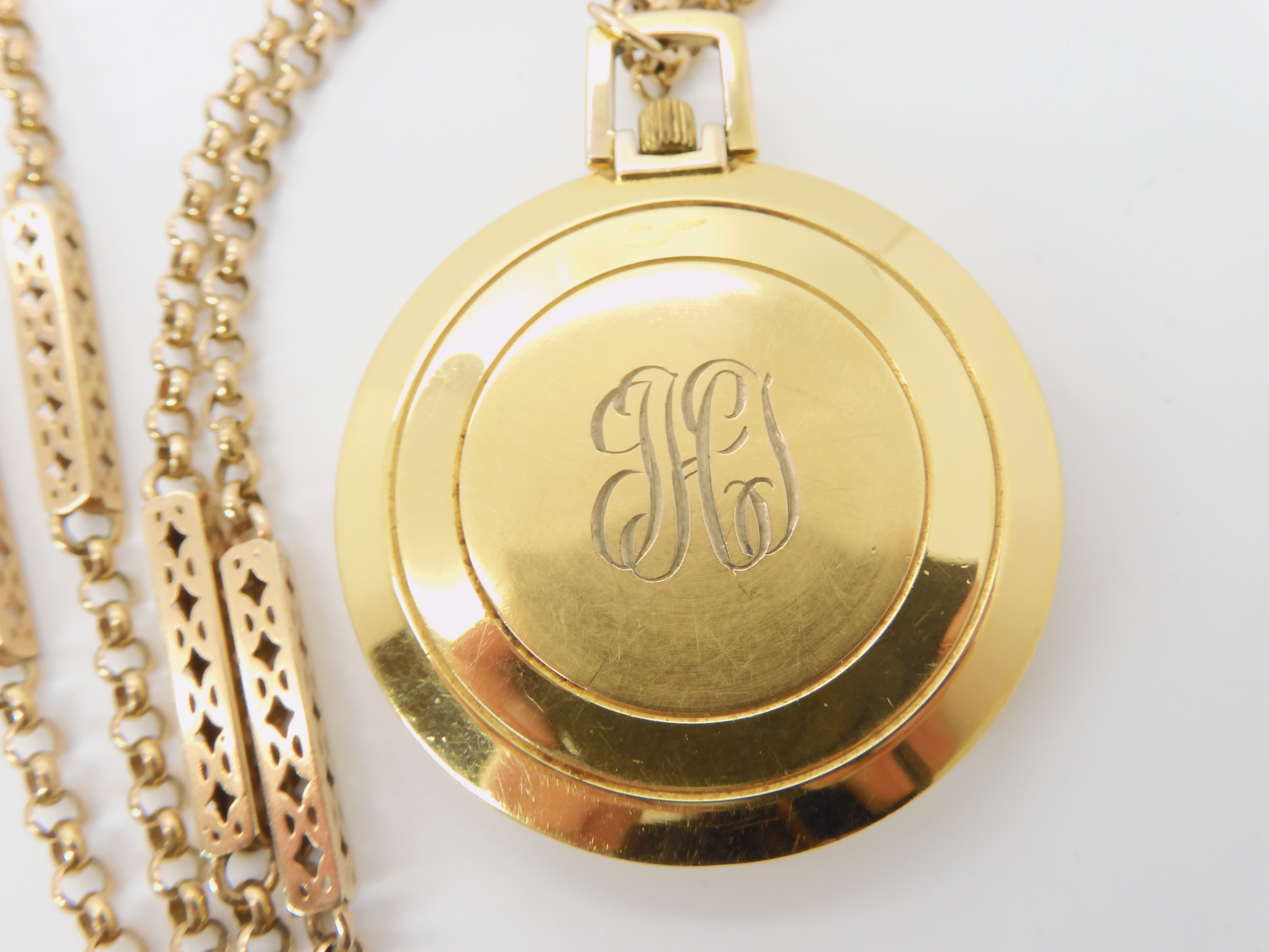 A 9ct gold fancy fob chain length 76cm, weight approx 19.5gms, together with a gold plated Favre - Image 2 of 7