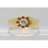 An 18ct gold diamond set gents gypsy ring set with a 0.30ct brilliant cut diamond, size U, weight