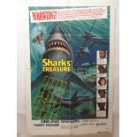 "SHARKS' TREASURE" movie poster, horizontal and vertical fold, 105 x 68cm, INSTINCT FOR SURVIVAL,