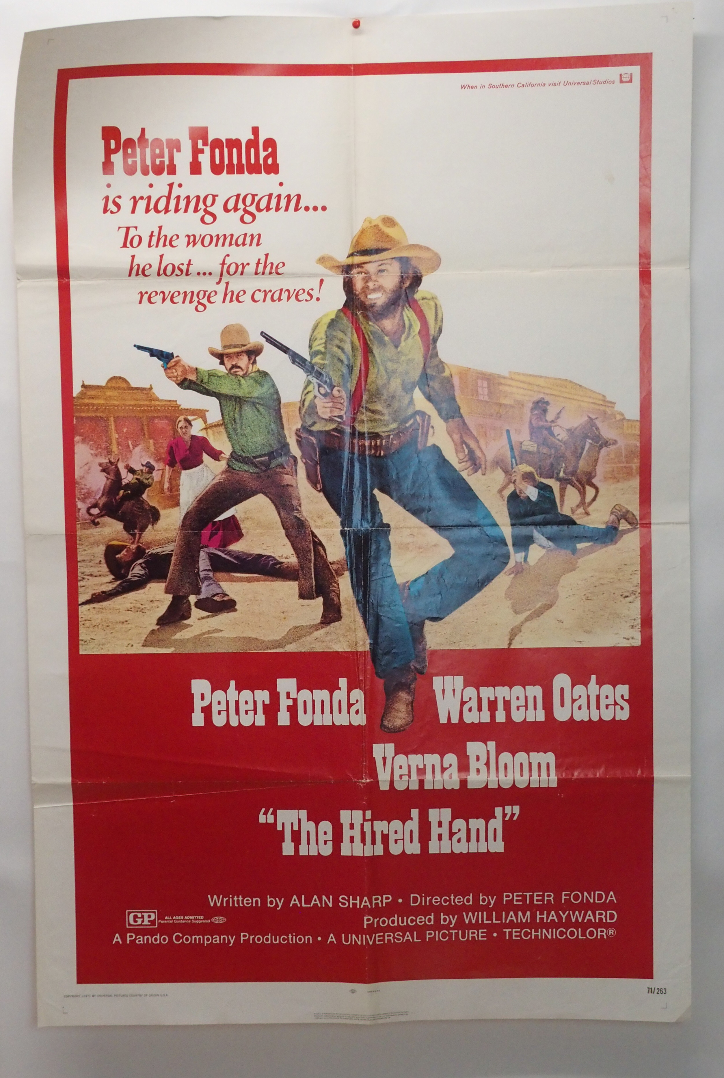 THE LAST HARD MAN movie poster, 1976, autographed by Michael Parks horizontal and vertical folds, - Image 5 of 6