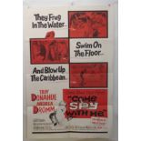 "COME SPY WITH ME" movie poster, 1969, horizontal and vertical folds, 105 x 68cm, "A RAGE TO