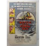 "BATTLE OF THE CORAL SEA" movie poster, 1959, horizontal, and vertical folds, 105 x 68cm, THE SHADOW
