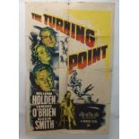 THE TURNING POINT movie poster, 1952, horizontal and vertical folds, torn at folds, stained, 105 x