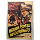 ROUGH RIDERS OF DURANGO movie poster, 1951, dedicated and autographed by Denver Pile, horizontal and