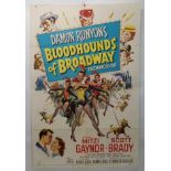 BLOODHOUNDS OF BROADWAY movie poster, 1952, horizontal and vertical folds, 105 x 68cm and BLOODLUST,