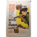 RETURN TO WARBOW movie poster, 1957, autographed by Robert Wilkie, horizontal and vertical folds,