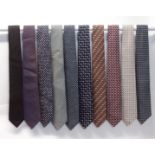 A COLLECTION OF TEN HERMES SILK TIES of varying designs, and a silk pocket square (11) Condition