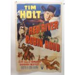 RED RIVER ROBIN HOOD movie poster, 1942, dedicated and autographed by Russel Wade, horizontal and