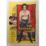 THE BUCKSKIN LADY movie poster, 1957, autographed by Patricia Medina, horizontal and vertical folds,