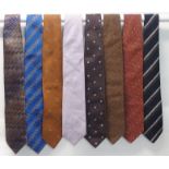 A COLLECTION OF THIRTEEN SILK TIES of varying designs and designers including and various black