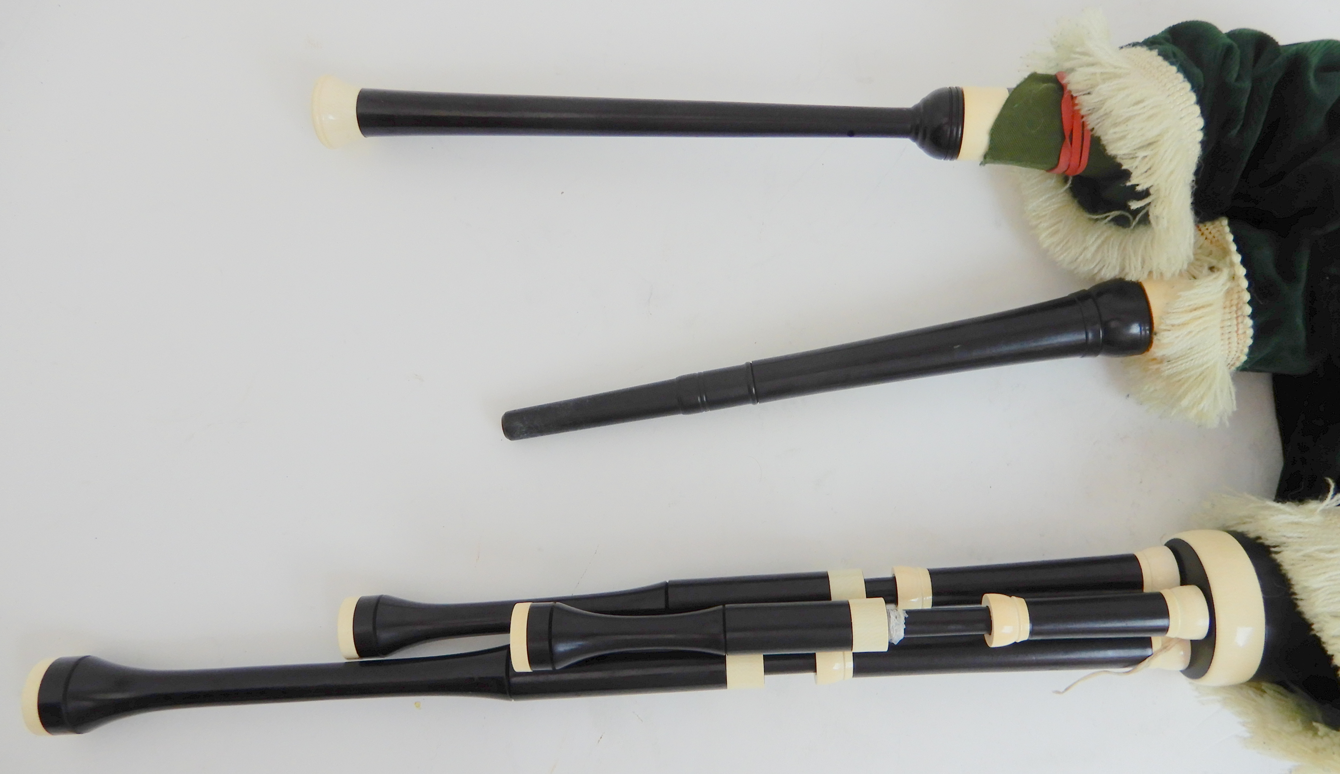 A set of mouth blown Scottish small pipes, possibly by Shepard, and a set of bellows Condition - Image 3 of 7