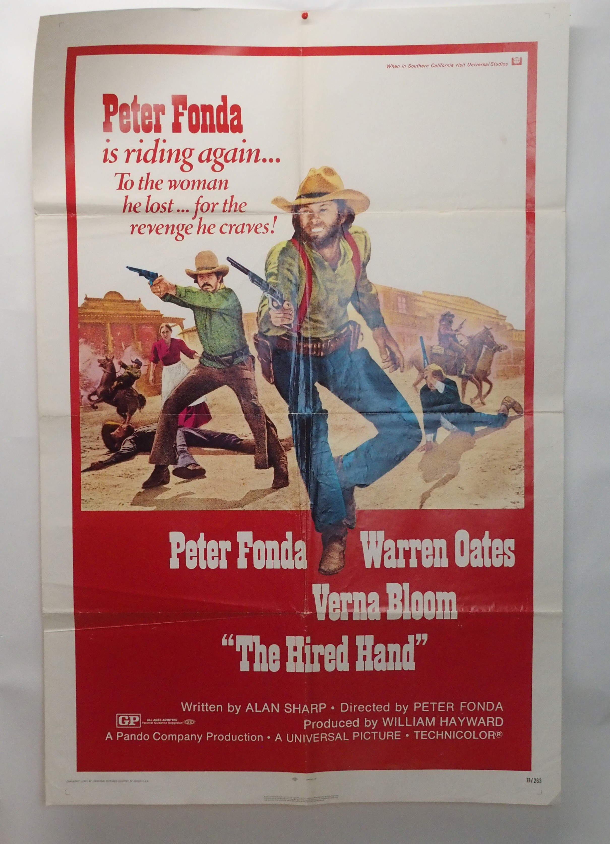 THE LAST HARD MAN movie poster, 1976, autographed by Michael Parks horizontal and vertical folds, - Image 2 of 6