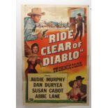 AUDIE MURPHY: "RIDE CLEAR OF DIABLO" movie poster, 1954, horizontal and vertical folds, 105 x 68cm