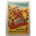 AUDIE MURPHY: TUMBLEWEED movie poster, 1953, horizontal and vertical folds, 105 x 68cm and THE KID