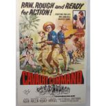 CAVALRY COMMAND movie poster, 1963, dedicated and autographed by John Agar, horizontal and