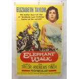 ELEPHANT WALK movie poster, 1953, horizontal and vertical folds, 105 x 68cm, BIGGER THAN LIFE,