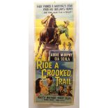 AUDIE MURPHY RIDE A CROOKED TRAIL movie poster, 1958, horizontal folds, 91 x 36cm and KANSAS
