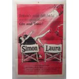 SIMON AND LAURA movie poster, 1956, horizontal and vertical folds, 105 x 68cm Condition Report: