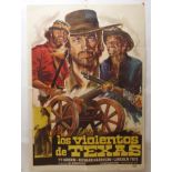 LOS VIOLENTOS DE TEXAS movie poster, 1973, ENTRE DIOS Y EL DIABLO, horizontal and vertical folds,