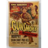 AUDIE MURPHY: GUNSMOKE movie poster, 1952, autographed by Paul Kelly, horizontal and verticals