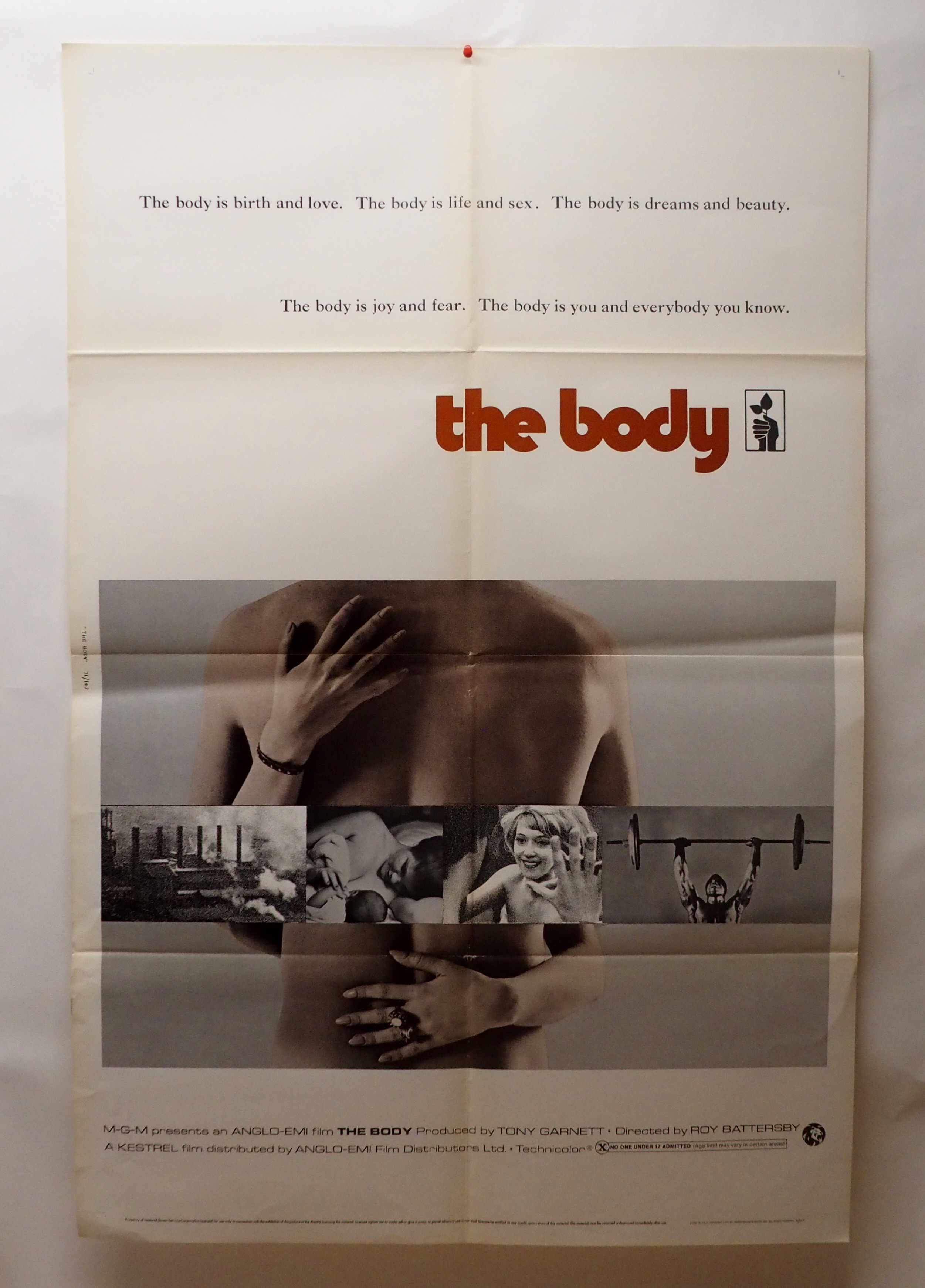 THE BODY movie poster, 1971, horizontal and vertical folds, 105 x 68cm and OF LOVE AND DESIRE, movie