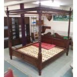 A reproduction mahogany super king size four poster bed with drapes Condition Report: Available upon