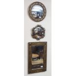 Three brass wall mirrors (3) Condition Report: Available upon request