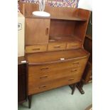 A mid-Century teak sideboard with open shelves, 125cm high x 76cm wide Condition Report: Available