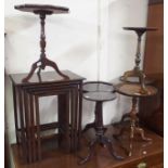 A mahogany nest of four tables and six wine tables (7) Condition Report: Available upon request