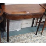 An inlaid mahogany fold over tea table Condition Report: Available upon request