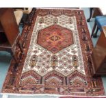 A light ground Hamadan rug with geometric design, 207cm x 1378cm Condition Report: Available upon