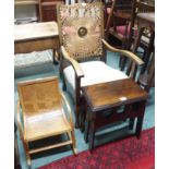 A bergere armchair, child's chair and a side table (3) Condition Report: Available upon request