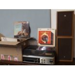 A Sanyo GXT 4730Kl stereo music system with records inc Jungledrums and duane Eddy Condition Report: