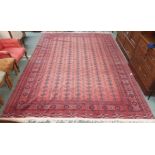 A red ground Bokhara rug, 366cm x 263cm Condition Report: Available upon request