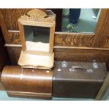 Two sewing machines, wall shelf, cases etc Condition Report: Available upon request