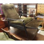 A mid-Century reclining armchair with black frame Condition Report: Available upon request