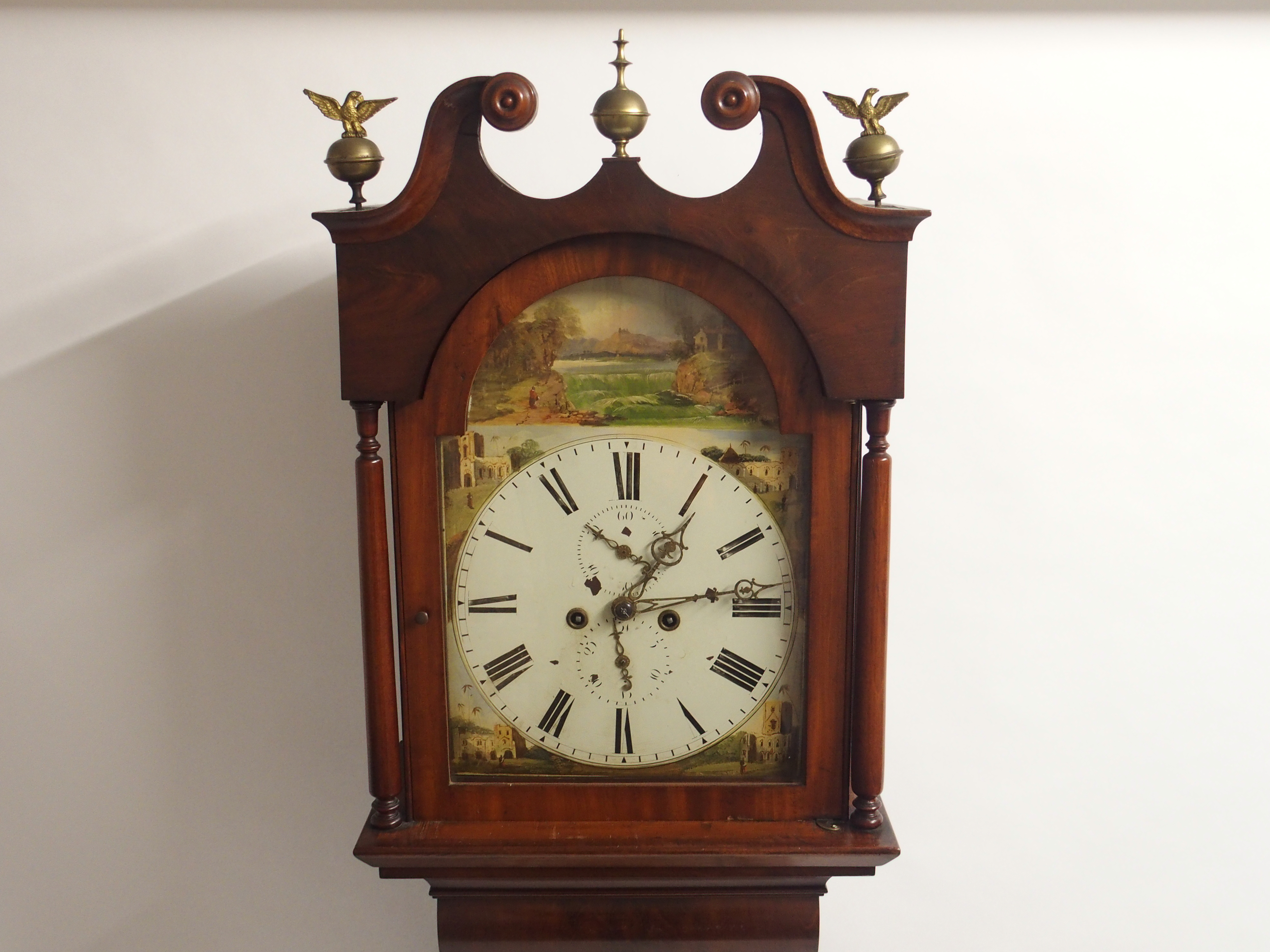 A mahogany longcase clock, with painted face Condition Report: Available upon request - Image 2 of 5