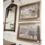 A wall mirror and a pair of Anton Pieck prints (3) Condition Report: Available upon request